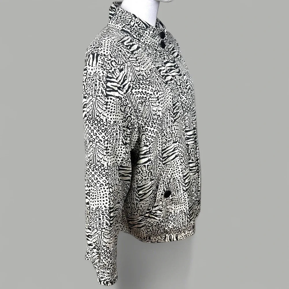 Anna and Frank Abstract‎ Animal Print Silk Blend Bomber Jacket Size S